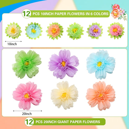 Bulk 24 Pcs Vibrant Wall Backdrop Decoration 20 Inch Paper Flowers Stunning Décor for Weddings  Birthdays Wholesale