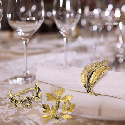 Bulk 8 Pcs Vintage Leaf Napkin Rings Set Metal Adornments for Graduations Holidays Weddings and Everyday Use Wholesale