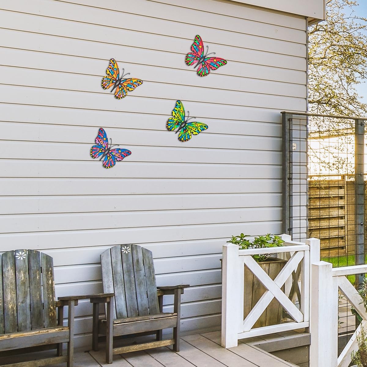 Bulk 4 Pcs Metal Butterfly Wall Decor 9.6" Outdoor Garden Patio Bedroom Art Living Room Balcony Perfect Gift for Family Friends Wholesale