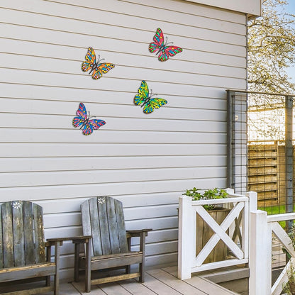 Bulk 4 Pcs Metal Butterfly Wall Decor 9.6" Outdoor Garden Patio Bedroom Art Living Room Balcony Perfect Gift for Family Friends Wholesale