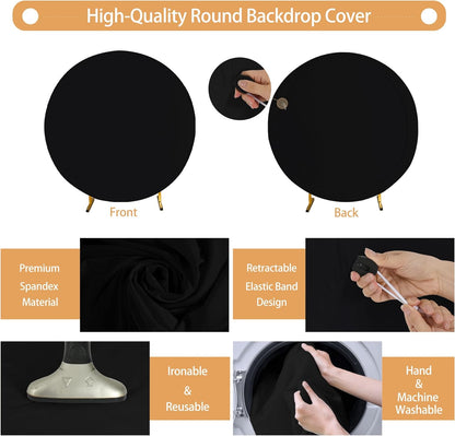 Bulk Adjustable White Round Backdrop Cover for 5 to 7.2ft Circle Arch Stand - Polyester Wedding, Birthday Party, Photography Decoration Wholesale