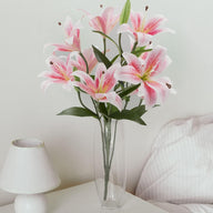 Premium 6 Pack Artificial Stargazer Lilies High Quality Faux Tiger Bouquets Hotel Home Party Flower Arrangements
