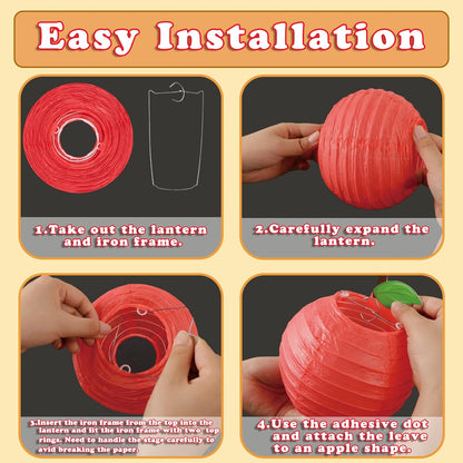 Bulk 15pcs Red Apple Shaped Paper Lanterns Back to School Classroom Decor Hanging Party and Home Decorations Wholesale