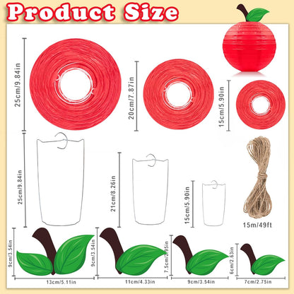 Bulk 15pcs Red Apple Shaped Paper Lanterns Back to School Classroom Decor Hanging Party and Home Decorations Wholesale