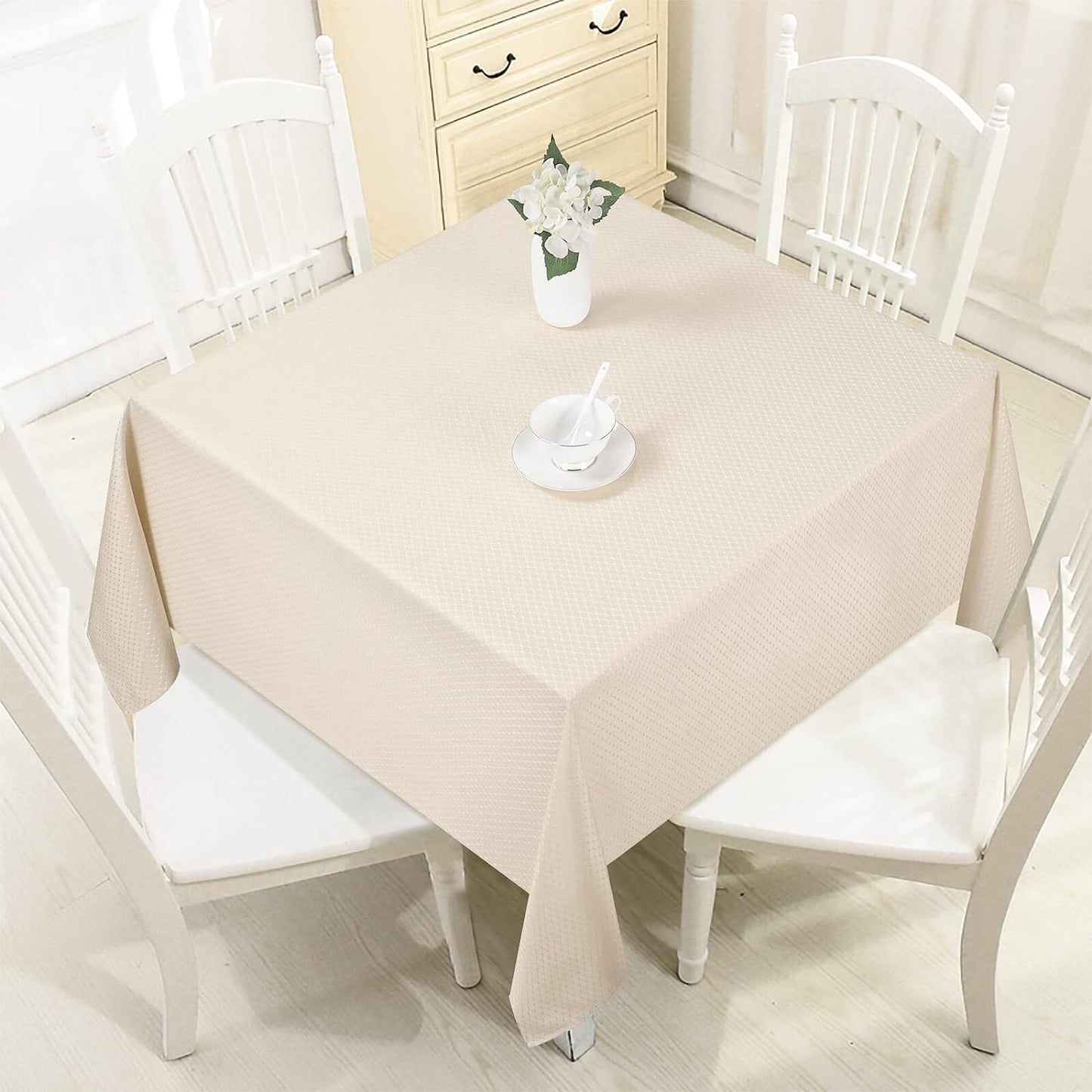 Bulk Solid Plaid Jacquard Spring Tablecloth Wrinkle and Water Resistant, Contemporary Woven Decorative Table Cover for Holiday Events Wholesale