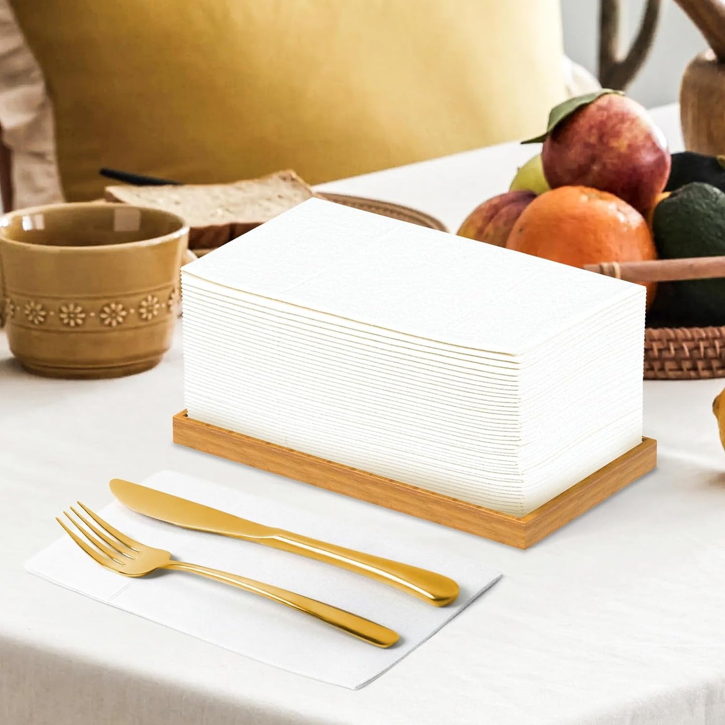 Bulk 100 Pcs 16.5" x 16.5" Premium Dinner Napkins with Flatware Pocket Soft Absorbent Cloth for Kitchen Parties Weddings Events Wholesale