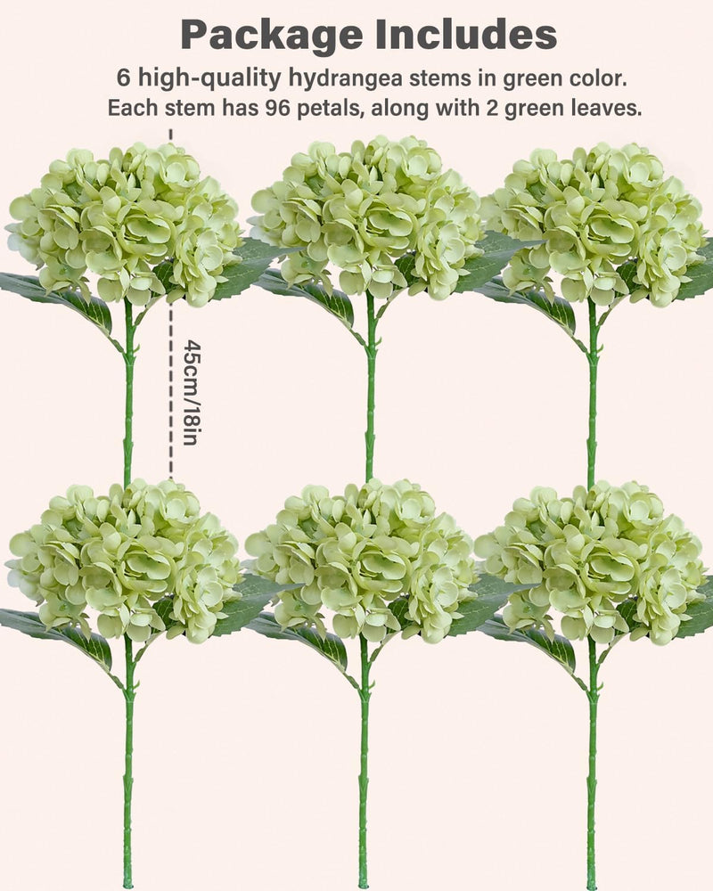 6 Pcs Silk Hydrangea Bouquets Blue 12 Inch Artificial Flowers for Wedding Home Decor