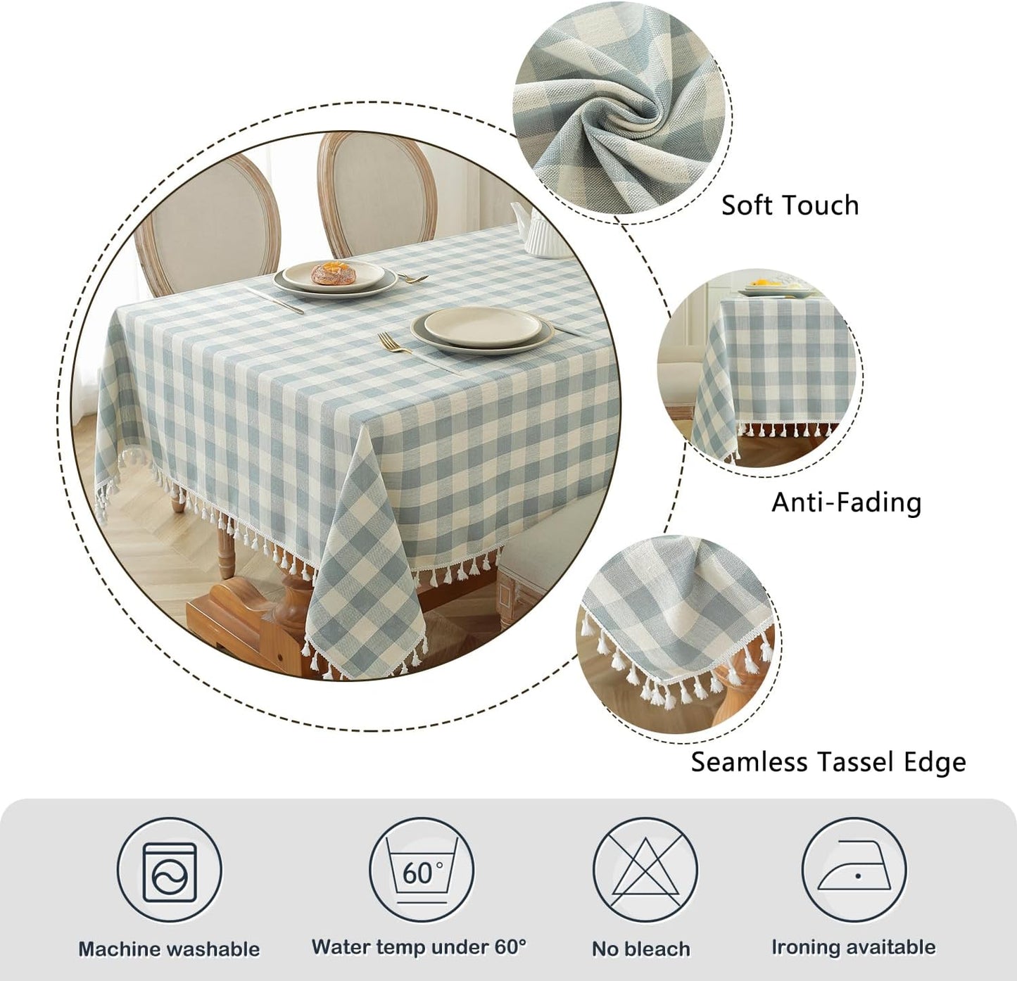 Bulk St. Patrick's Day Checkered Tablecloth Washable Buffalo Plaid with Tassel Suitable for Kitchen and Dining Room Decor Wholesale