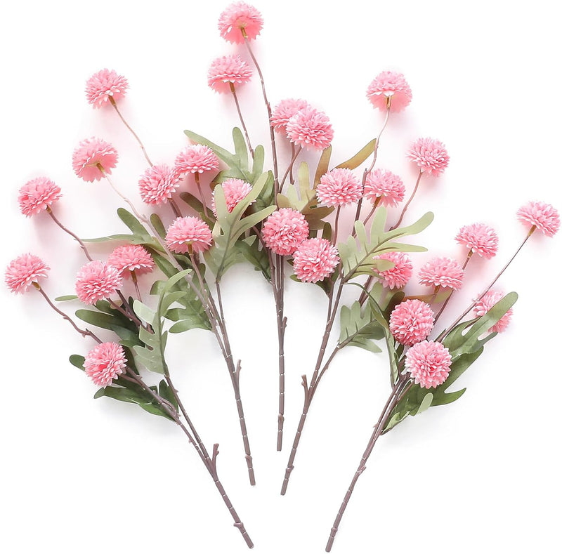 5 Pcs Artificial Silk Pompon Mums Flowers, Beige, 6 Inch Stems, Realistic Chrysanthemums for DIY Bouquets and Wedding Decor