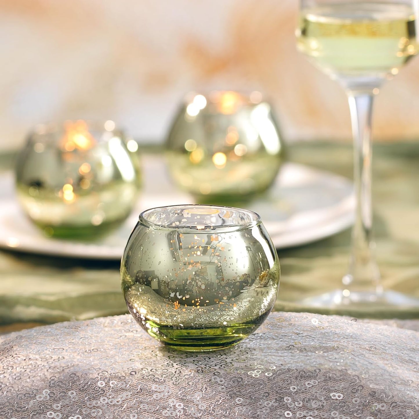 Bulk 12 Pcs Shine Bright Electroplated Glass Candle Holders for Weddings Parties Holidays Gifts and Bridal Showers Wholesale