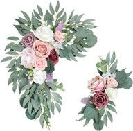 Premium 2 Pack Handcrafted Silk Roses Floral Swag Set Wedding Arch Decor Ceremony Signage HighQuality Arrangements