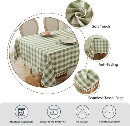 Bulk St. Patrick's Day Checkered Tablecloth Washable Buffalo Plaid with Tassel Suitable for Kitchen and Dining Room Decor Wholesale