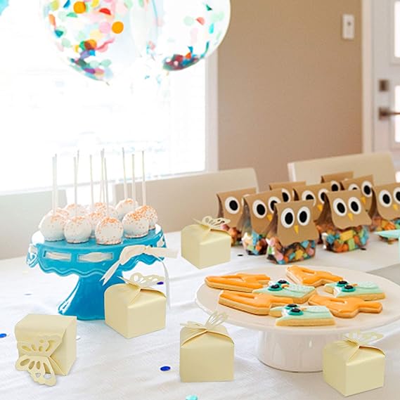 Bulk 50 Pack Favor Boxes with Hollow-out Butterfly for Birthday Party Wedding Thanksgiving Valentine's Day Wholesale