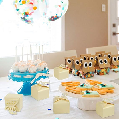 Bulk 50 Pack Favor Boxes with Hollow-out Butterfly for Birthday Party Wedding Thanksgiving Valentine's Day Wholesale