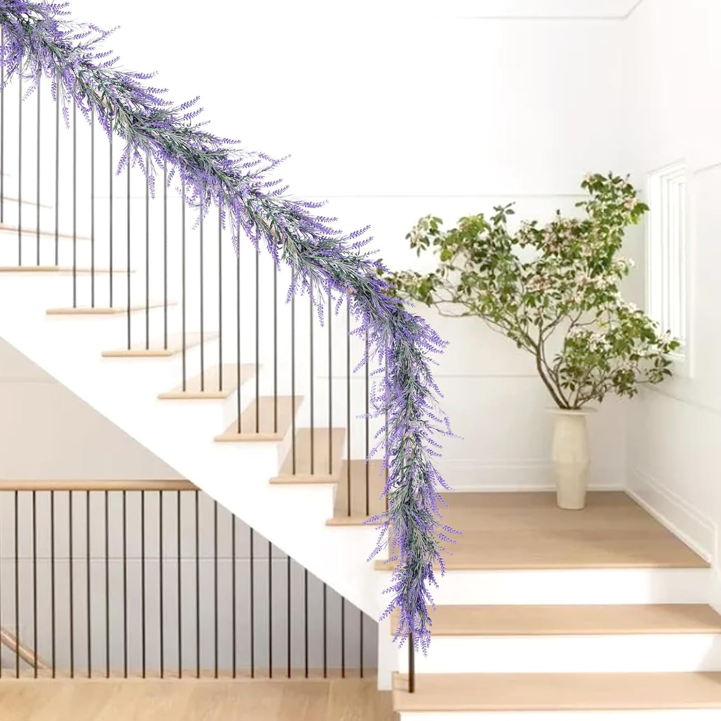 Premium 6Ft Lavender Artificial Garland High Quality Faux Flowers Wedding Arch Farmhouse Porch Mantle Indoor Outdoor Home Decor