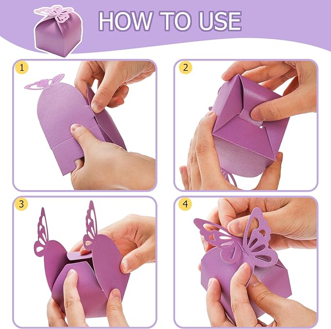 Bulk 50 Pack Favor Boxes with Hollow-out Butterfly for Birthday Party Wedding Thanksgiving Valentine's Day Wholesale