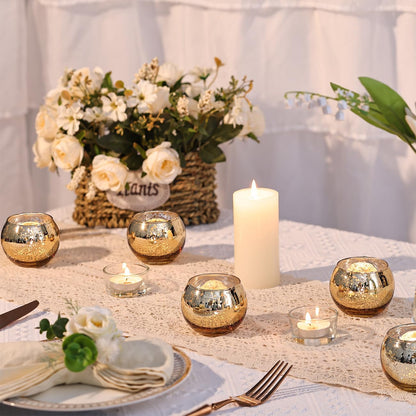 Bulk 12 Pcs Shine Bright Electroplated Glass Candle Holders for Weddings Parties Holidays Gifts and Bridal Showers Wholesale