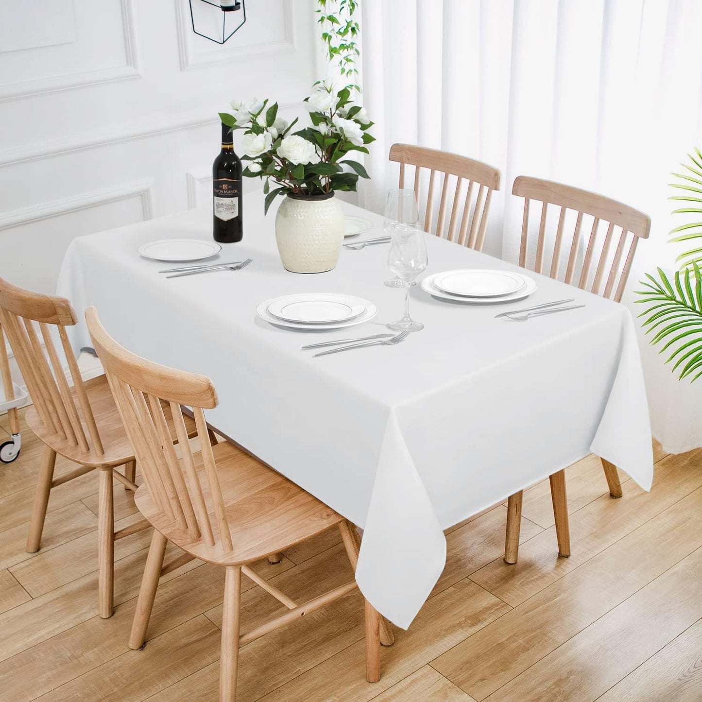 Bulk Solid Plaid Jacquard Spring Tablecloth Wrinkle and Water Resistant, Contemporary Woven Decorative Table Cover for Holiday Events Wholesale