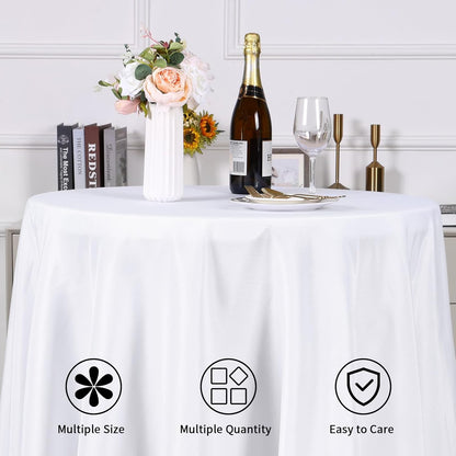 Bulk 3 Pcs Round Tablecloths Heavy Duty Polyester Washable Table Covers for Wedding Receptions Banquet Events & Birthday Parties Stain Resistant Spillproof Fabric for Dining Catering Wholesale