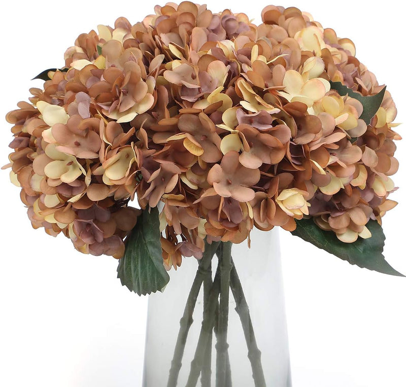 6 Pcs Artificial Silk Autumn Hydrangea Flowers, 12.6" Stems, 5.9" Heads, Realistic Fall Decor for Wedding & Farmhouse