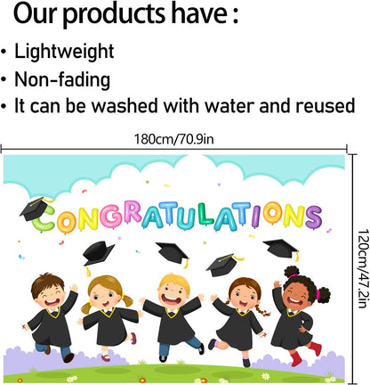 Bulk 6x4 ft Large White Congratulations Backdrop Banner Kindergarten Graduation Party Decorations Background Wholesale