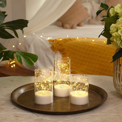 Bulk 3 Pcs LED Flickering Flameless Candle Light String Ideal Centerpiece Decor for Kitchen Coffee Tables Restaurants and Living Rooms Wholesale