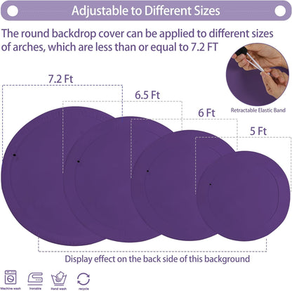 Bulk Adjustable White Round Backdrop Cover for 5 to 7.2ft Circle Arch Stand - Polyester Wedding, Birthday Party, Photography Decoration Wholesale