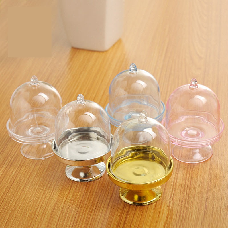 Bulk 12 Pack Clear Cake Stand Candy Treat Favor Boxes With Dome Cover for Birthday Wedding Holiday Party Supplies Wholesale