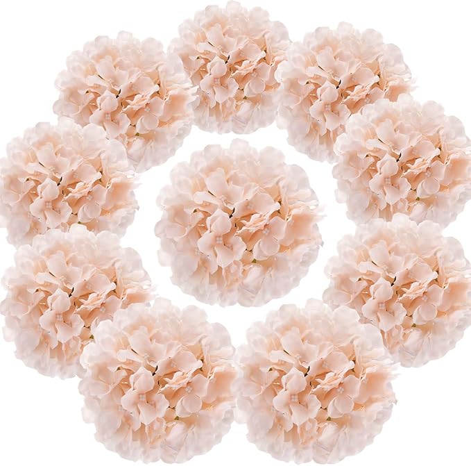 10 Pcs Silk Hydrangea Heads Artificial Flowers Blueberry Blue 4 Inch Realistic for Wedding Home Decor