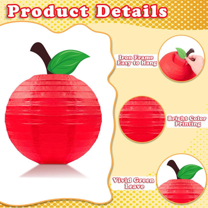 Bulk 15pcs Red Apple Shaped Paper Lanterns Back to School Classroom Decor Hanging Party and Home Decorations Wholesale