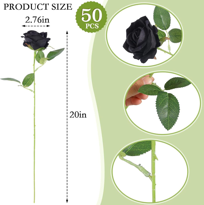 50 Pcs Artificial Velvet Silk Roses White 12 Inch Realistic Flowers for Wedding Home Decor