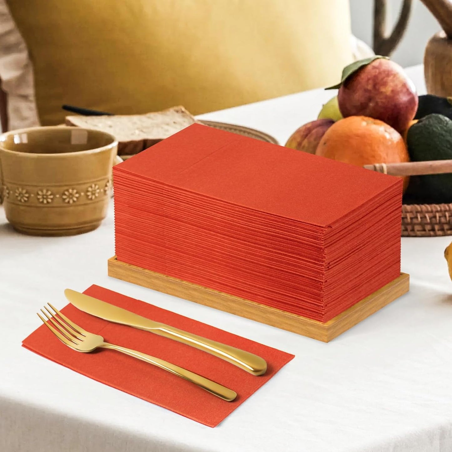 Bulk 100 Pcs 16.5" x 16.5" Premium Dinner Napkins with Flatware Pocket Soft Absorbent Cloth for Kitchen Parties Weddings Events Wholesale