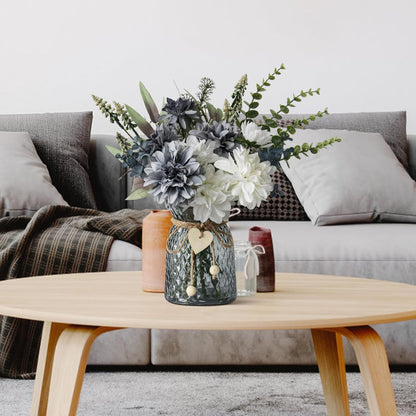 Premium Artificial Silk Flowers in Vase - High-Quality Table Centerpieces for Dining Room Kitchen Coffee Table Decor & Events