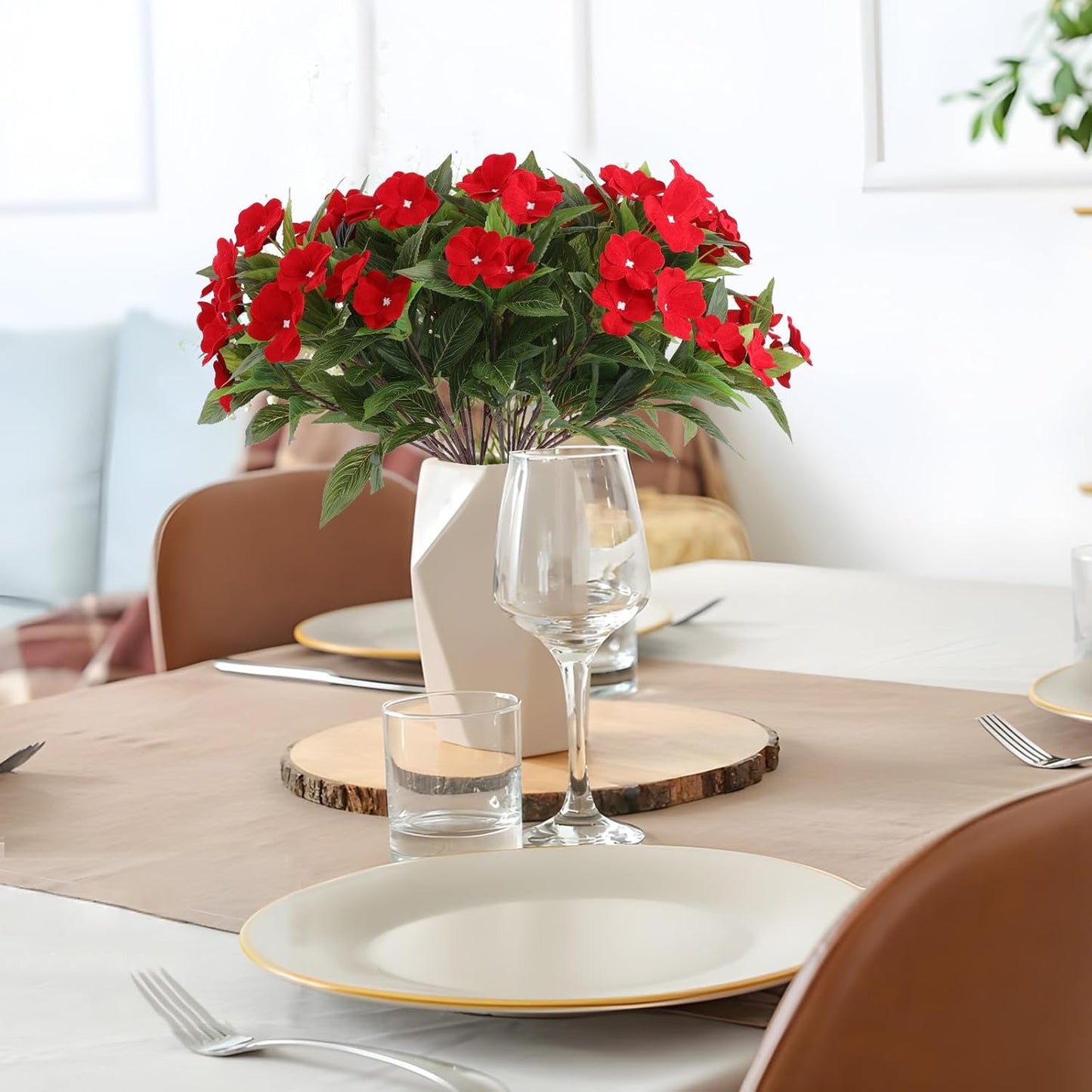 Bulk 4 Pcs Artificial Impatiens Flowers Displays Poolside Wholesale