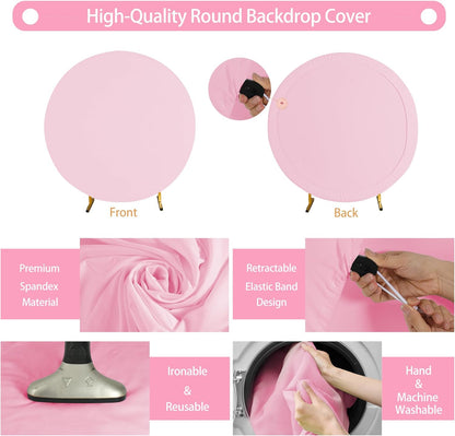Bulk Adjustable White Round Backdrop Cover for 5 to 7.2ft Circle Arch Stand - Polyester Wedding, Birthday Party, Photography Decoration Wholesale