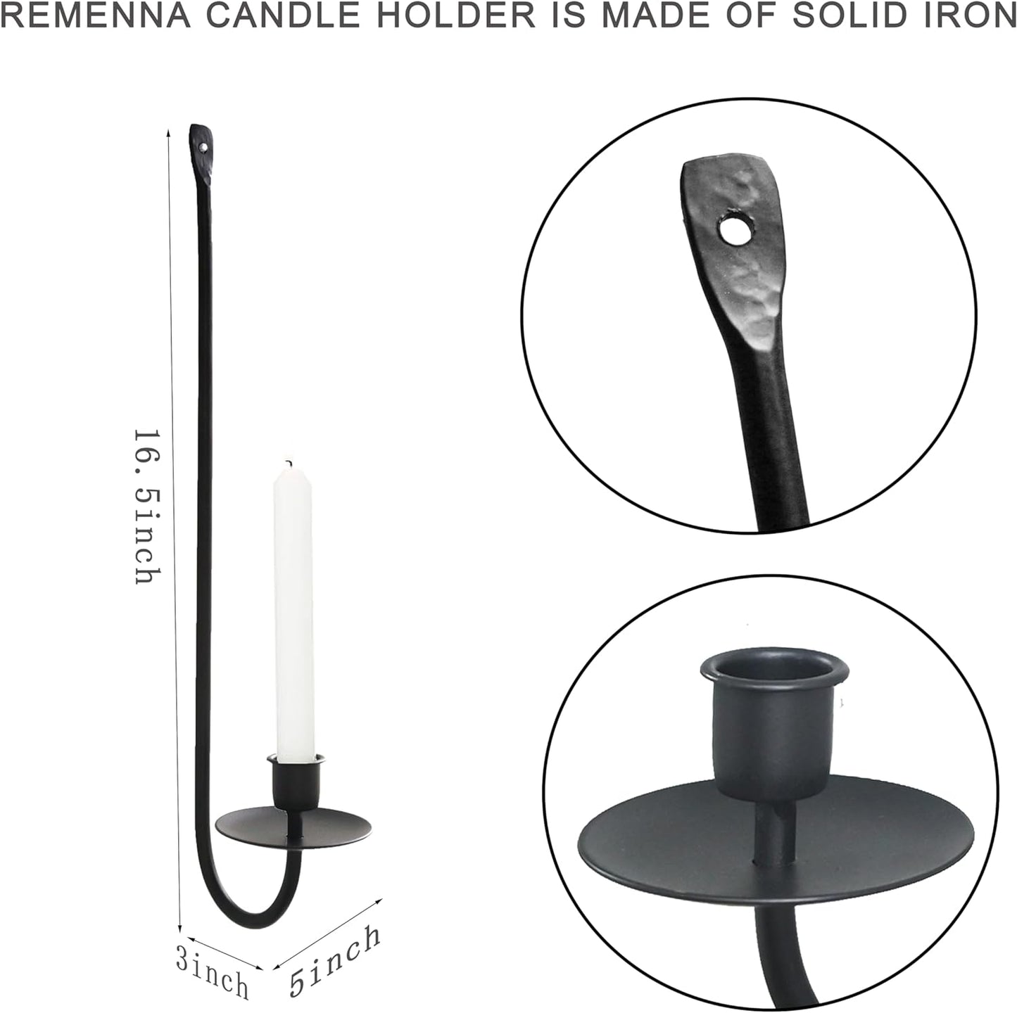 Bulk 2 Pcs Modern Black Metal Wall Candle Holder 16.5"×5"×3" Perfect for Living Room Farmhouse Fireplace Wedding Decor Wholesale