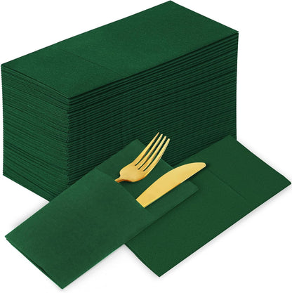 Bulk 100 Pcs 16.5" x 16.5" Premium Dinner Napkins with Flatware Pocket Soft Absorbent Cloth for Kitchen Parties Weddings Events Wholesale