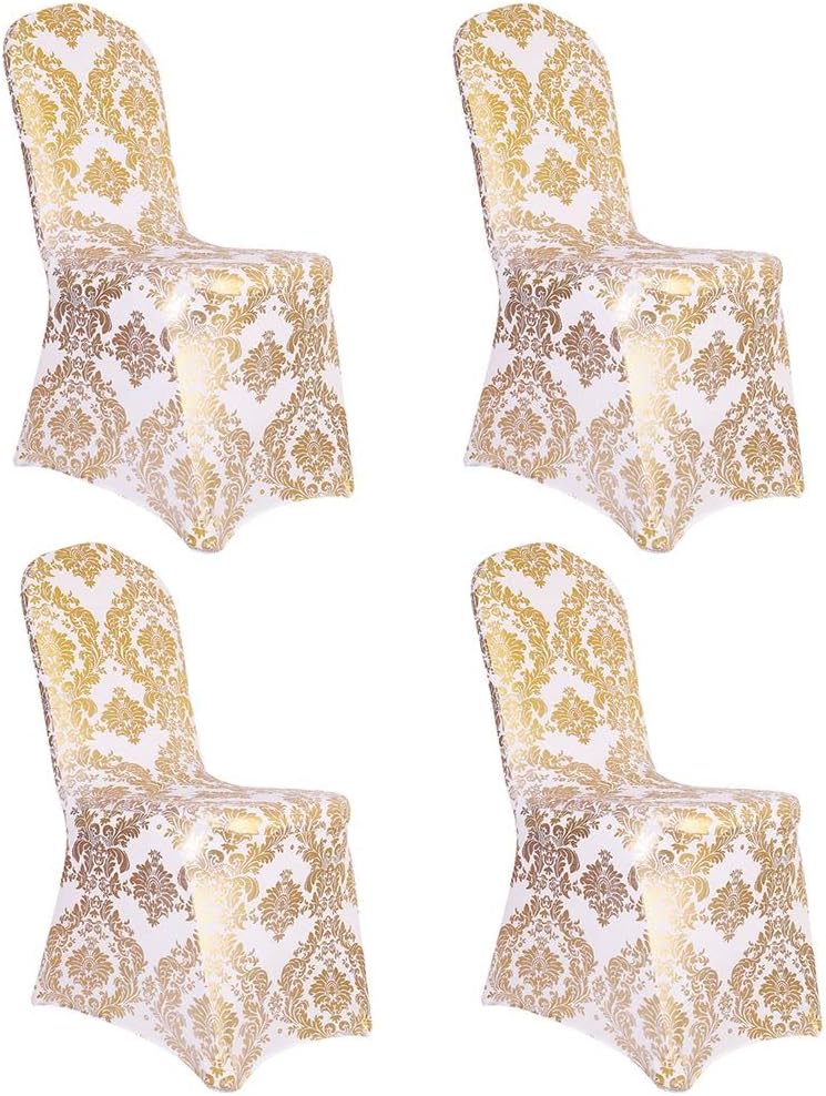 Bulk Golden Flower Print Brown Chair Cover Removable Washable Elastic Stretch Suitable for Banquets Weddings and Home Decor Wholesale