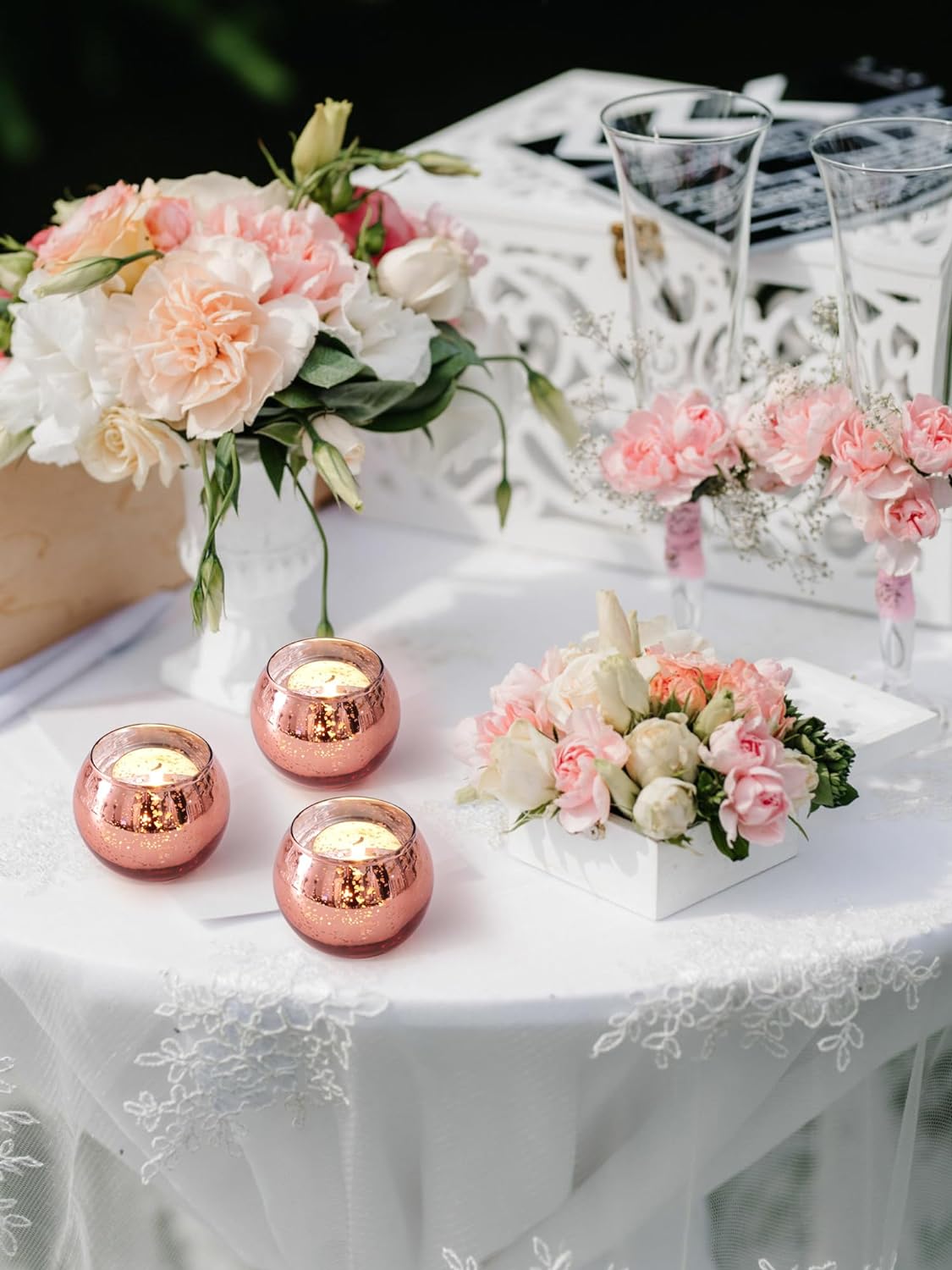 Bulk 12 Pcs Shine Bright Electroplated Glass Candle Holders for Weddings Parties Holidays Gifts and Bridal Showers Wholesale