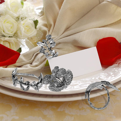 Bulk 8 Pcs Vintage Leaf Napkin Rings Set Metal Adornments for Graduations Holidays Weddings and Everyday Use Wholesale