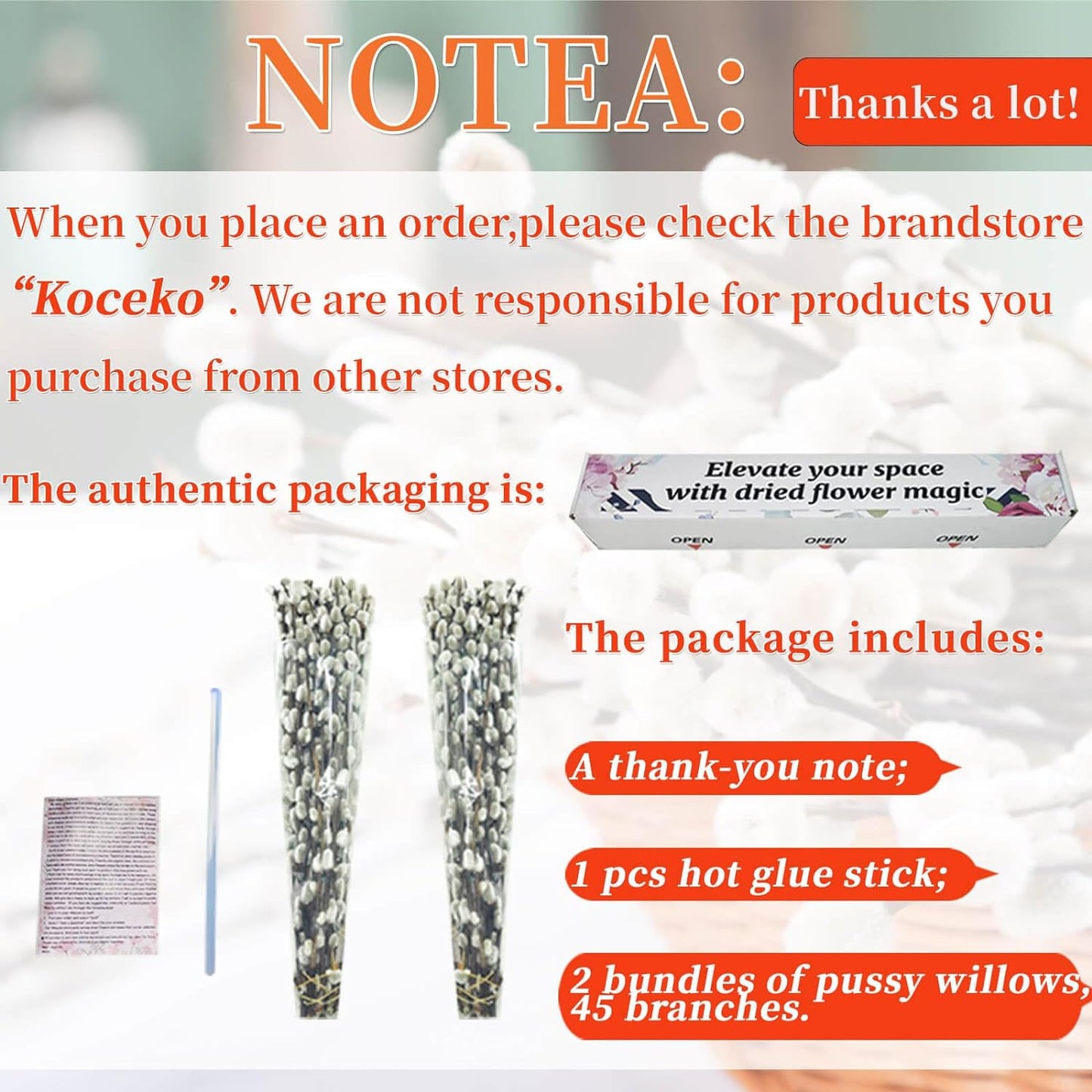 Bulk 45 Pcs 17 Inch Dried Willow Branches with White Flowers Natural Decor for Weddings Events Parties Hotels Fireplaces Yards Wholesale