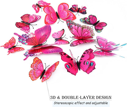 Bulk 24/48 Pcs 3D Butterfly Wall Decor Featuring Magnets, Perfect for Party Decorations Wholesale