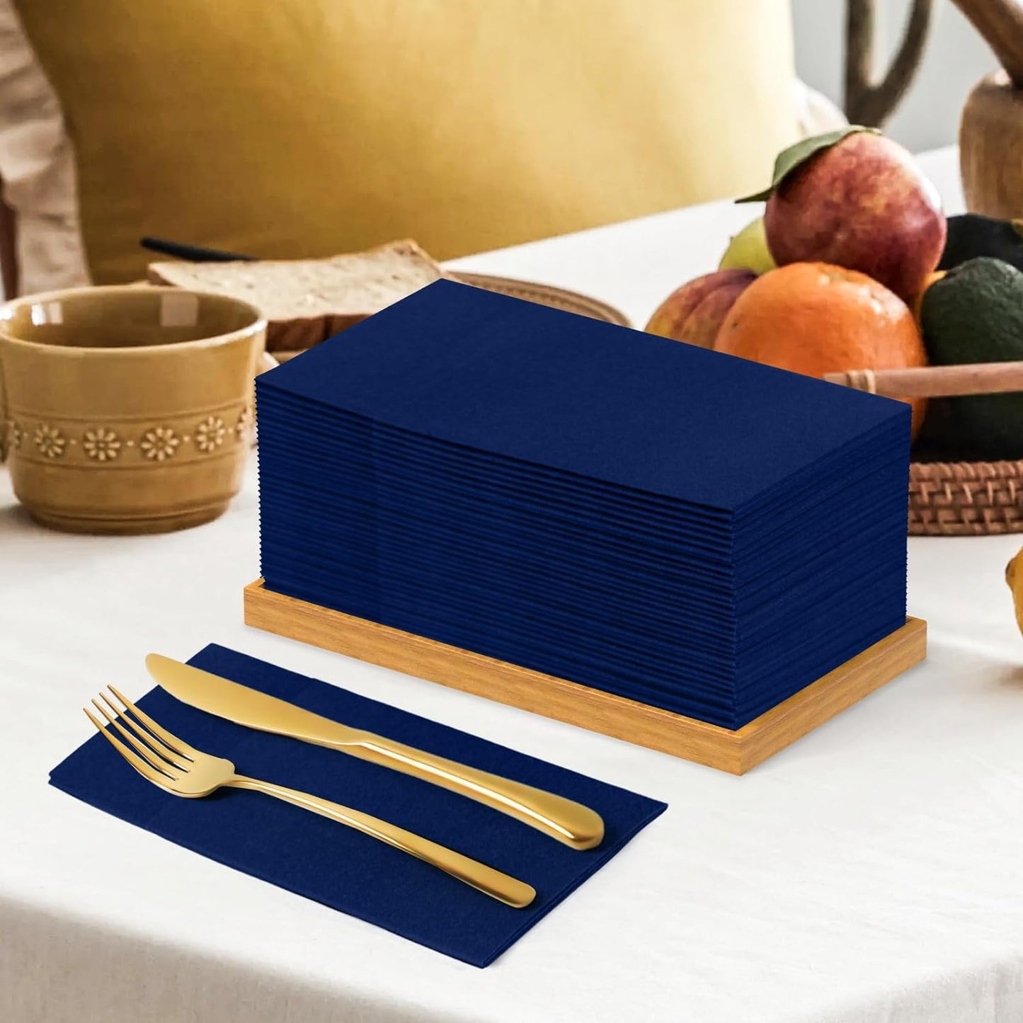 Bulk 100 Pcs 16.5" x 16.5" Premium Dinner Napkins with Flatware Pocket Soft Absorbent Cloth for Kitchen Parties Weddings Events Wholesale