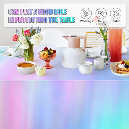Bulk Vibrant Rainbow Disposable Tablecloth 54x108 Inches Ideal for Birthday Parties Buffets Disco and Mermaid Themed Decor Wholesale