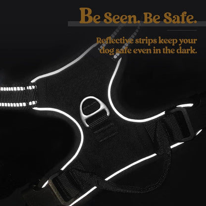 Premium No Pull Dog Harness Oxford Reflective Padding Adjustable Soft Padded Training Walking Hiking Secure Control