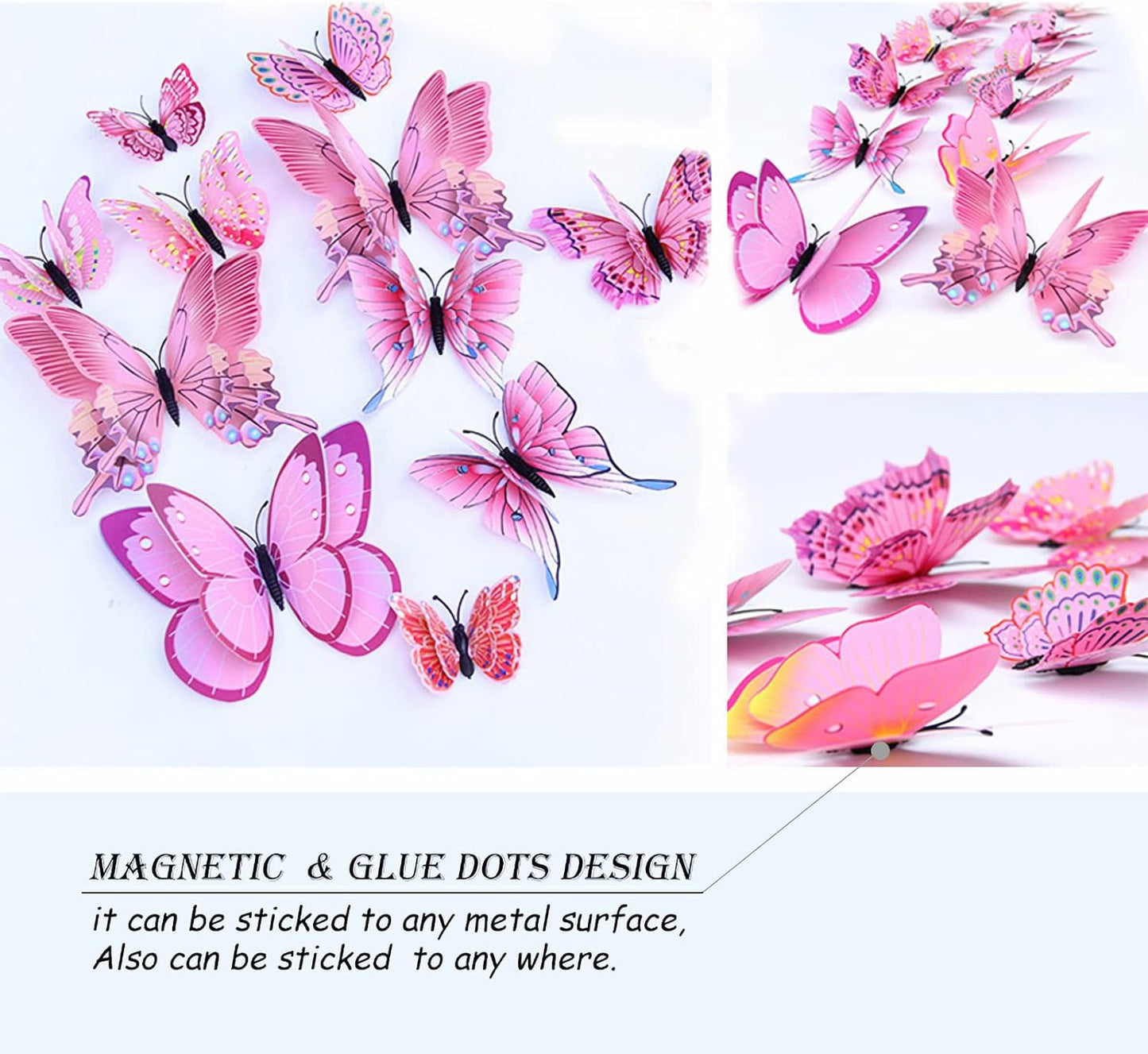 Bulk 24/48 Pcs 3D Butterfly Wall Decor Featuring Magnets, Perfect for Party Decorations Wholesale