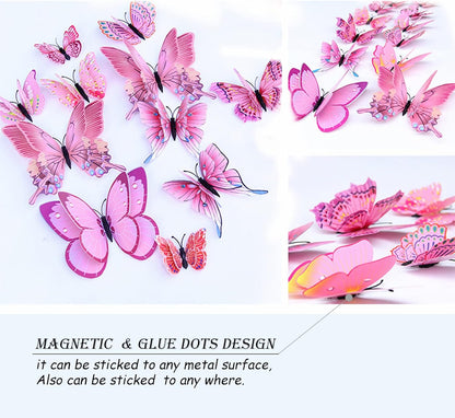 Bulk 24/48 Pcs 3D Butterfly Wall Decor Featuring Magnets, Perfect for Party Decorations Wholesale