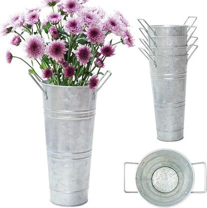 Bulk 1pc Galvanized Metal Flower Vase Rustic French Bucket Design for Home Decor Wedding Table Centerpieces Farmhouse Style Flower Holder Wholesale
