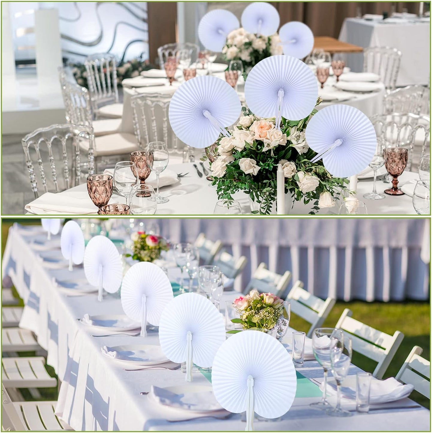 Bulk 100 Pcs White Paper Fans Round Folding Wedding Fans with Plastic Handle for Guests Birthday Party Favors for Men and Women Wholesale