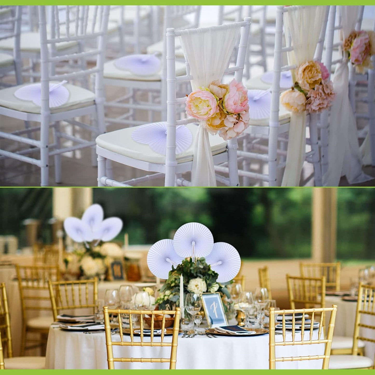 Bulk 100 Pcs White Paper Fans Round Folding Wedding Fans with Plastic Handle for Guests Birthday Party Favors for Men and Women Wholesale